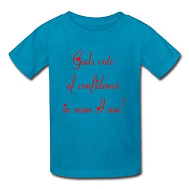 Imagem de Camiseta infantil Gods_vote_in_man_i_am camisetas personalizadas azul/média