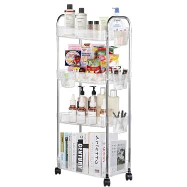 Imagem de Lebared Organizador de carrinho de maquiagem com rodinhas de 4 camadas com suporte de pincel de maquiagem