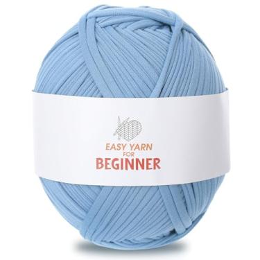 Imagem de Cudroza Fio de camiseta para crochê, bolsas, cestas, cobertor, projetos de artesanato, decoração de casa, 400 g (azul claro)