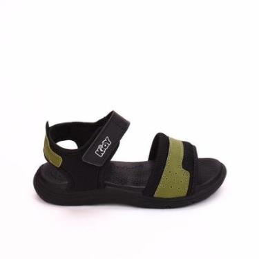 Imagem de Sandália Papete Infantil Menino Comfort Preto Verde Militar-Masculino