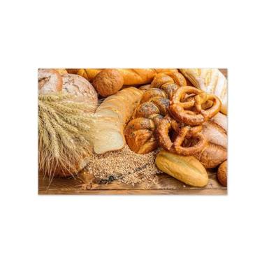 Imagem de Impressão de arte de parede em tela de cozinha - imagens de sala de jantar decoração de parede - Pão e trigo 12 - Pintura de natureza morta, pôster vintage para sala de estar 70 x 105 cm 27 x 41 pol.