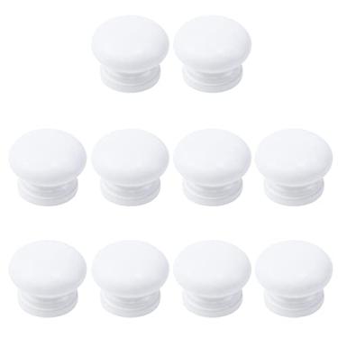 Imagem de Pastlla Puxador de gaveta de madeira, puxadores redondos de madeira em forma de cogumelo, puxadores decorativos de armário para armário, armário, quarto, guarda-roupa, branco, 34 mm