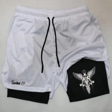 Imagem de Short de Compressão Masculino Com Bolso Dry Fit - Swag On, Branco, G