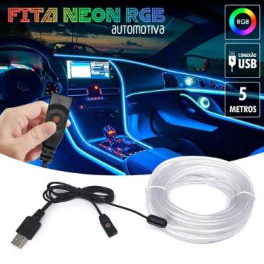 Imagem de Fita Barra Led P/ Painel RGB Ford Fiesta 1997 1998 5m Metros Flexível 