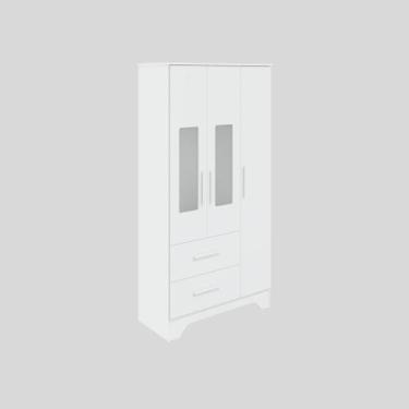 Imagem de Guarda Roupa Infantil Moveis Peroba Popy Retro 03 portas MDF, Branco