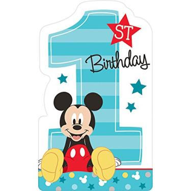 Imagem de amscan American Greetings 5795233 Mickey's 1st Birthday Postcard Invitations, 8 Count, Multi Color, 6 1/4" x 4 1/4" (491833)