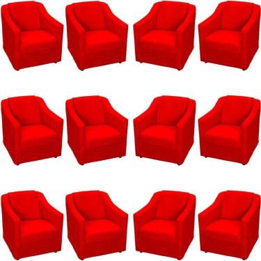 Imagem de Kit 12 Poltronas Mila Pé De Plástico Cromado - Vermelho Suede