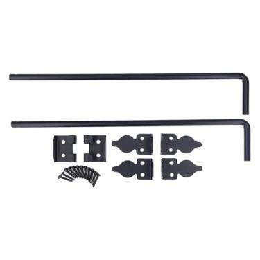 Imagem de Porta gotas de haste de haste monte trava de serviço pesado em pó preto em pó preto mais grosso para uma porta dupla de porta dupla porta de madeira 18 polegadas 2pcs