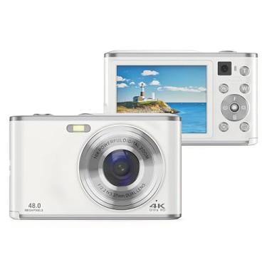 Imagem de Câmera digital, câmera infantil HD 1080p, cordão, 48 MP, tela de exibição de 2,4 polegadas, antivibração de zoom de 16x, câmera digital de bolso para vlogging de fotografia de viagem, presente para