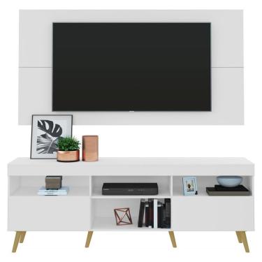 Imagem de Rack Com Painel Tv 65" Retrô Flórida Multimóveis V3133 Branco/Natural Branco/Natural