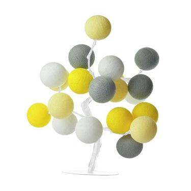 Imagem de Árvore de Luz Luminária de Mesa Abajur LED Bonsai Luz Decorativa com bolinhas Modelo Amarelo Candy E Branco Roma