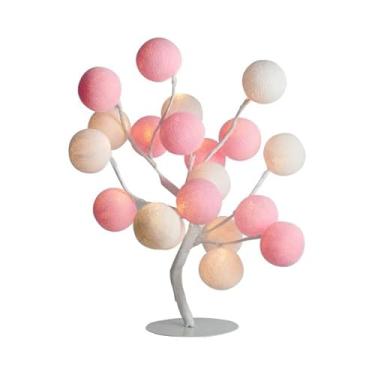 Imagem de Árvore de Luz Luminária de Mesa Abajur LED Bonsai Luz Decorativa com bolinhas Modelo Rosa Candy E Branco Dakar