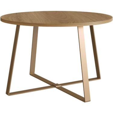 Imagem de Mesa De Centro Redonda Artesano 60 Cm (largura) Em Mdp Bp Estrututa Metálica Em Aço Preto