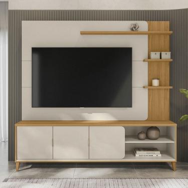 Imagem de Estante para TV Até 70 Polegadas Lyon 3 Portas Tauari/Off White - Pnr Móveis