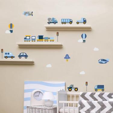 Imagem de Adesivo de Parede Carrinhos para Quarto de Menino Cobre 1,3m - Quartin