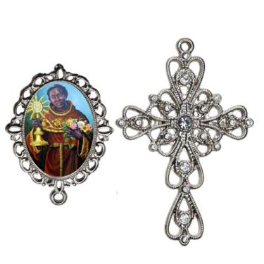 Imagem de Crucifixo Arabesco Terço de Noiva Relicario São Benedito Peças para Mo