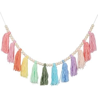Imagem de kcaiarsso Guirlanda De Borlas Algodão, Faixa Colorida Para Festa Aniversário, Cenário Boho Natalino, Decoração Parede Quarto, Berçário, Sala Jogos, Chá Bebê, Quarto Meninas, Presente