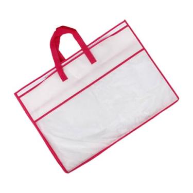 Imagem de Ioensy Saco de armazenamento de cobertores, edredom, organizador de roupas, armário, roupa de cama, colcha, travesseiros, lençol, Borda Vermelha