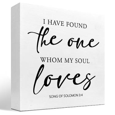 Imagem de z-crange Cânticos De Salomão 3:4 Eu Encontrei Aquele A Quem Minha Alma Ama Placa Caixa Madeira Da Bíblia Para Decoração Mesa, Bloco Cristão Casa, Quarto, Mesa Parede Fazenda