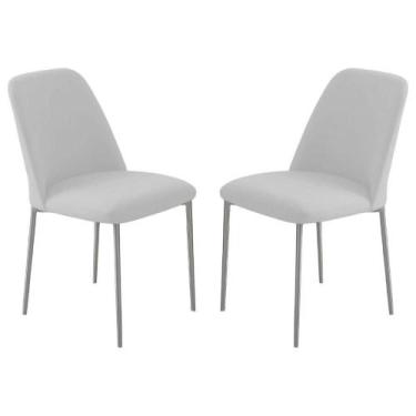 Imagem de Conjunto 2 Cadeiras Londres Linho Branco Metal Champanhe - Gonçalves D