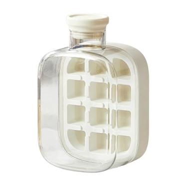 Imagem de Bandeja portátil para cubos de gelo com botão de liberação e molde de silicone à prova de vazamento – Máquina de gelo reutilizável de 500 ml (branca, 500 ml)