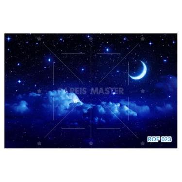 Imagem de Papel De Teto Céu Noite Céu Lua Estrela Nuvens 3,5M Rof23 - Você Decor