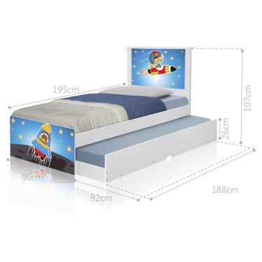 Imagem de Bicama Juvenil Com Cabeceira Adesivada Astronauta