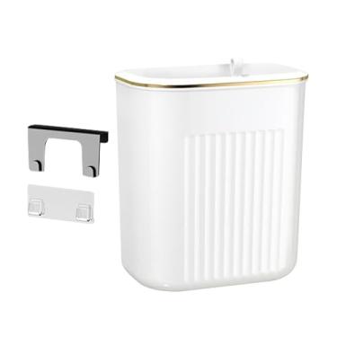 Imagem de DimyFew Lixeira suspensa com tampa, composteira de cozinha, lixeira de resíduos de alimentos, lata de lixo de parede para armário, escritório e casa, White L