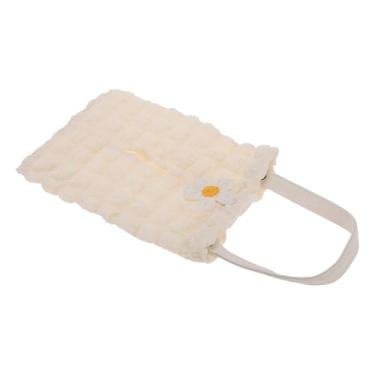 Imagem de INFINAUTO Porta-lenços de papel para carro organizador de massa folhada poliéster 28 x 18 x 2 cm bege flores pequenas 1 peça