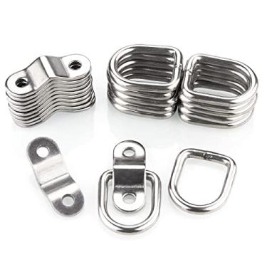 Imagem de CenterZ Pacote com 12 anéis de amarrar com suporte de montagem, anel de fixação em D de aço inoxidável resistente, suporte de superfície de 1/4" para reboque caminhão de reboque, carga de carga, caminhão e barcos