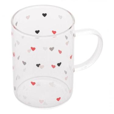 Imagem de Xícara Caneca De Vidro Corações Love 200 Ml - Lyor