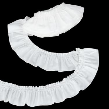 Imagem de FINGERINSPIRE Fita plissada de algodão de 5 metros de largura com borda ondulada com babados de 6,5 cm de largura, acabamento em renda, renda plissada para vestidos de casamento, roupas, artesanato