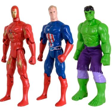 Imagem de Kit Trio Brinquedos Hulk Capitão America Homem De Ferro 29cm