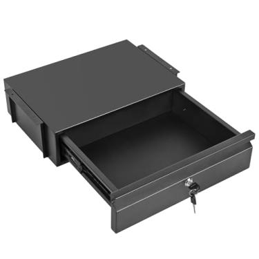 Imagem de Toriexon Gaveta sob a mesa de 39,9 cm com trava e chaves, gaveta de puxar embaixo da mesa, altura do suporte opcional de 10,9 cm e 19 cm, organizador de armazenamento para bancada de trabalho com