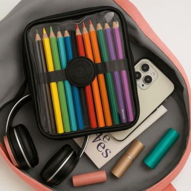 Imagem de Estojo Box Organizador Escola Bolsinha Lápis Com Divisória - NoBrand