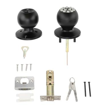Imagem de Teclado Porta Knob Bloqueio Premium Metal Round Ball Entrada Eletrônica Digital Coded Segurança Porta Knob com Função Anti Peep para Apartamento Escritório Garagem Liga de (Preto)