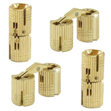 Imagem de LifCratms Pacote com 12 dobradiças de barril de latão ocultas de 8 mm, dobradiças ocultas para móveis com ângulo de abertura de 180 graus para caixa de joias, artesanato artesanal