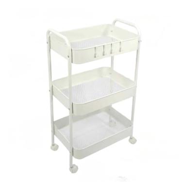 Imagem de Carrinho Auxiliar com 3 andare de Ferro ou Acrílico rodinhas para Salão de Beleza Pedicure Manicure Esmalteria Estética(BRANCO(Ferro))