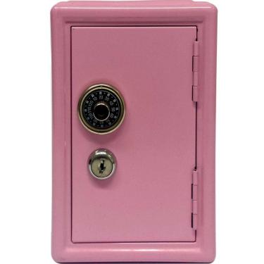 Imagem de Mini Cofre Mecânico Dinheiro Joias Rosa Segredo Chaves