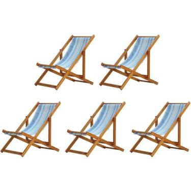 Imagem de Kit 5 Cadeiras Espreguiçadeira Preguiçosa Dobrável Mel Sem Braço - MHM