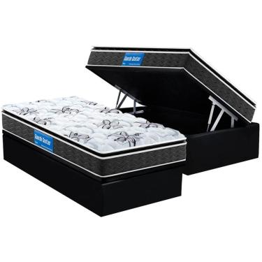 Imagem de Conjunto Box Baú Solteiro: Colchão Espuma Probel D40 Guarda Costas Premium Hiper Firme + Base CRC Suede Black (88x188)