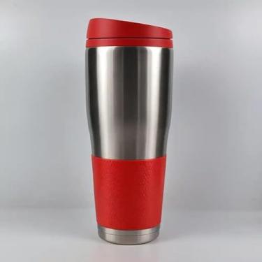 Imagem de Copo Térmico Parede Dupla em Aço Inox Vermelha 500ml com Base Antiderrapante - Estilo Com Logo