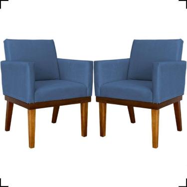 Imagem de Kit 2 Poltronas Decorativa Para Sala Recepção Consultório Escritório Base Em Madeira Divine Suede