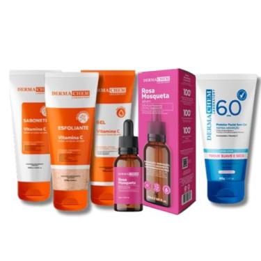 Imagem de Kit Skincare Vitamina C + Sérum Rosa Mosqueta 100% Eficácia Comprovada + Protetor Solar S/COR 60FPS - 6 ITENS