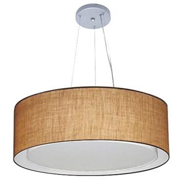 Imagem de Lustre Pendente Cilíndrico Duplo Cúpula Tecido 80x30 cm, Vivare Iluminação, Pendente4126 LP, Palha, Gigante