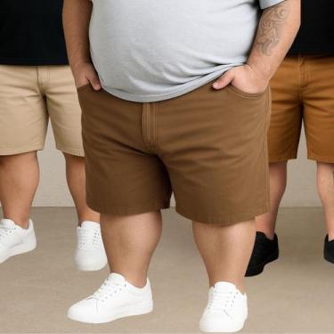 Imagem de Kit 3 Bermudas Sarja Masculina 48 Ao 58 Plus Size Extra Grande - EVOLU