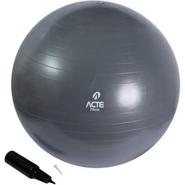 Imagem de Bola de Ginástica para Pilates, 75cm de Diâmetro, PVC Antiderrapante, Suporta 200kg, com Bomba de Ar, Cinza Escuro