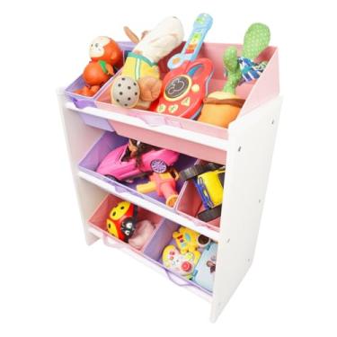 Imagem de Organizador Infantil Montessoriano Médio com 6 Caixas Rosa e Lilás – Estrutura em MDF – Porta Brinquedos Removível e Didático – Ideal para Quartos e Brinquedotecas