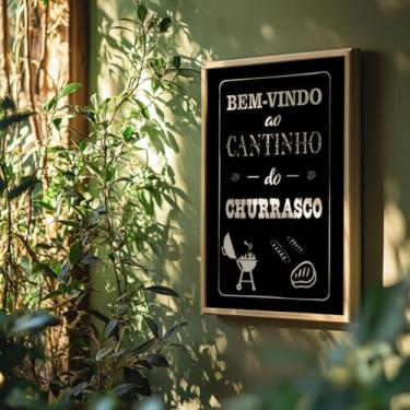 Imagem de Quadro Decorativo Cantinho do Churrasco Com Moldura | Placa Decorativa Área Gourmet Cozinha Barbecue Decoração