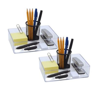 Imagem de Caixa Organizadora Multiuso Em acrílico com Tampa para guardar diversos itens 22,5 cm x 16.5cm Kit com 2 unidades